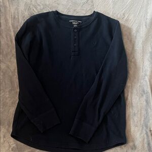 American Eagle Outfitters Men's Navy Long Sleeve Henley